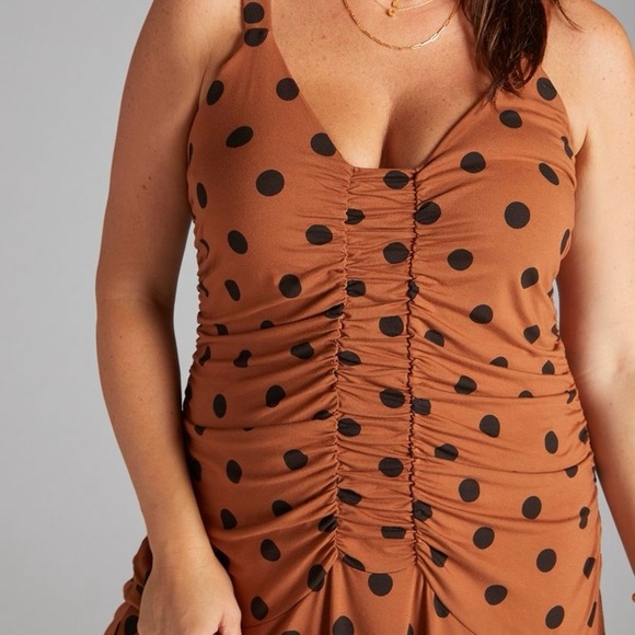 Anthropologie Brown Polka Dot Midi Dress - Picture 3 of 8